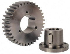 Browning - 6 Pitch, 4" Pitch Diam, 4.333" OD, 24 Tooth Bushed Spur Gear - 1-1/2" Face Width, 3" Hub Diam, 14.5° Pressure Angle, Steel - USA Tool & Supply