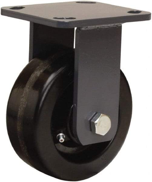 Hamilton - 5" Diam x 2" Wide x 6-1/2" OAH Top Plate Mount Rigid Caster - Phenolic, 1,000 Lb Capacity, Straight Roller Bearing, 4 x 4-1/2" Plate - USA Tool & Supply