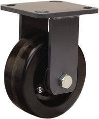 Hamilton - 5" Diam x 2" Wide x 6-1/2" OAH Top Plate Mount Rigid Caster - Phenolic, 1,000 Lb Capacity, Straight Roller Bearing, 4 x 4-1/2" Plate - USA Tool & Supply