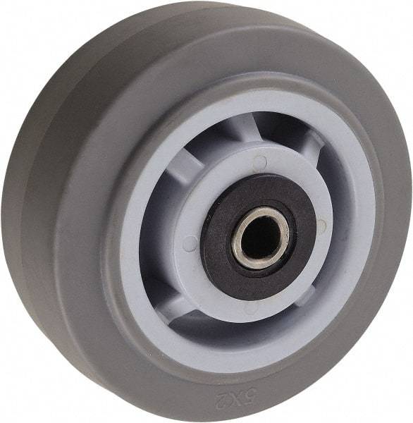 Value Collection - 5 Inch Diameter x 2 Inch Wide, Solid Rubber Caster Wheel - 350 Lb. Capacity, 2-3/16 Inch Hub Length, 1/2 Inch Axle Diameter, Roller Bearing - USA Tool & Supply