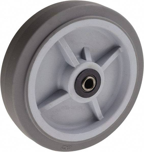 Value Collection - 8 Inch Diameter x 2 Inch Wide, Solid Rubber Caster Wheel - 500 Lb. Capacity, 2-3/16 Inch Hub Length, 1/2 Inch Axle Diameter, Roller Bearing - USA Tool & Supply