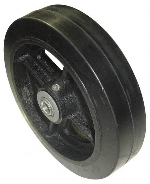 Value Collection - 10 Inch Diameter x 2-1/2 Inch Wide, Rubber Caster Wheel - 1,500 Lb. Capacity, 2-3/4 Inch Hub Length, 1 Inch Axle Diameter, Roller Bearing - USA Tool & Supply