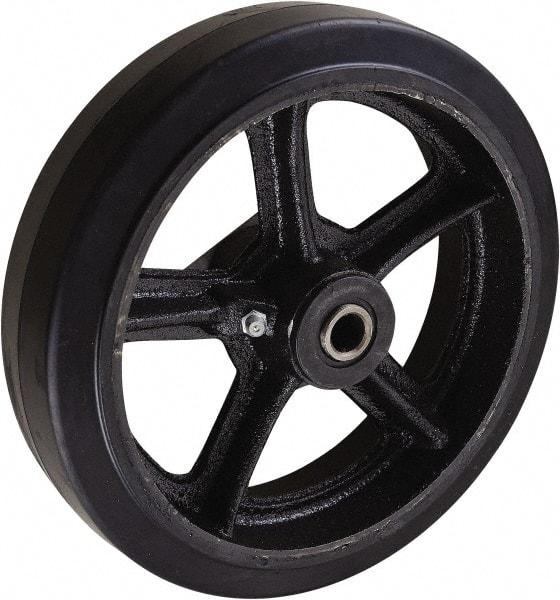 Value Collection - 8 Inch Diameter x 2 Inch Wide, Rubber Caster Wheel - 1,000 Lb. Capacity, 2-3/16 Inch Hub Length, 3/4 Inch Axle Diameter, Roller Bearing - USA Tool & Supply