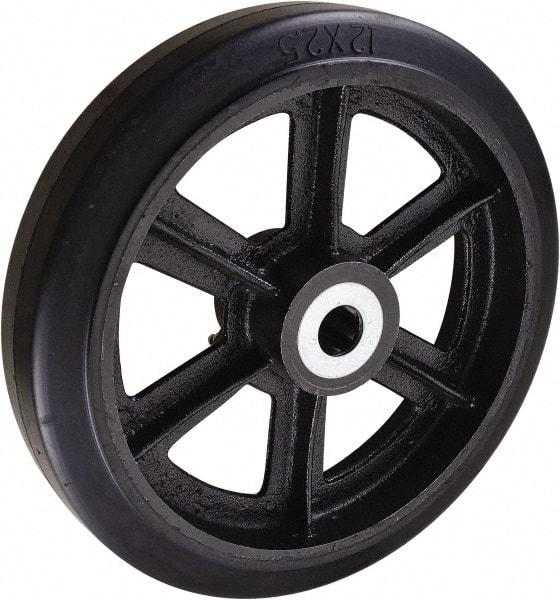 Value Collection - 12 Inch Diameter x 2-1/2 Inch Wide, Rubber Caster Wheel - 1,700 Lb. Capacity, 2-3/4 Inch Hub Length, 1 Inch Axle Diameter, Roller Bearing - USA Tool & Supply