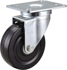 Value Collection - 4" Diam x 1-1/4" Wide x 5-1/8" OAH Top Plate Mount Swivel Caster - Hard Rubber, 200 Lb Capacity, Ball Bearing, 3-1/4 x 4" Plate - USA Tool & Supply