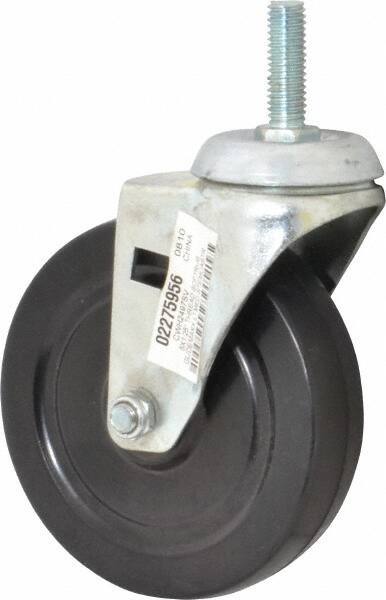 Value Collection - 5" Diam x 1-1/4" Wide x 6-1/8" OAH Stem Mount Swivel Caster - Soft Rubber, 200 Lb Capacity, Plain Bearing, 1/2-13 x 1-1/2" Threaded Stem - USA Tool & Supply