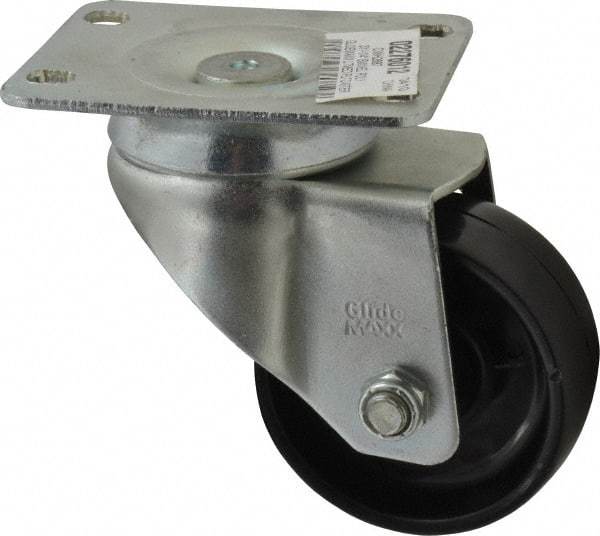 Value Collection - 3" Diam x 1-1/4" Wide x 4-1/8" OAH Top Plate Mount Swivel Caster - Polyolefin, 180 Lb Capacity, Plain Bearing, 2-7/8 x 3-5/8" Plate - USA Tool & Supply