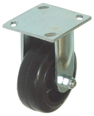 Value Collection - 4" Diam x 2" Wide x 5-5/8" OAH Top Plate Mount Rigid Caster - Hard Rubber, 290 Lb Capacity, Roller Bearing, 4 x 4-1/2" Plate - USA Tool & Supply