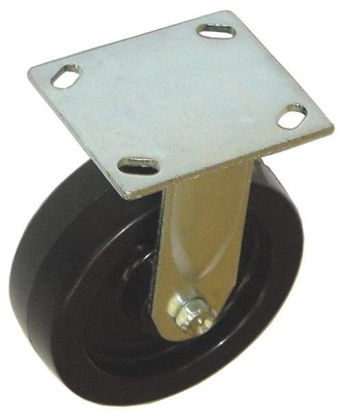 Value Collection - 4" Diam x 2" Wide x 5-5/8" OAH Top Plate Mount Rigid Caster - Phenolic, 800 Lb Capacity, Roller Bearing, 4 x 4-1/2" Plate - USA Tool & Supply
