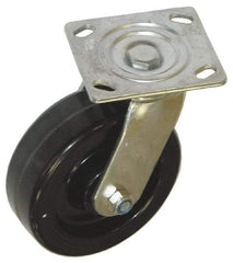 Value Collection - 6" Diam x 1-1/2" Wide x 7-1/2" OAH Top Plate Mount Swivel Caster - Phenolic, 1,000 Lb Capacity, Roller Bearing, 4 x 4-1/2" Plate - USA Tool & Supply