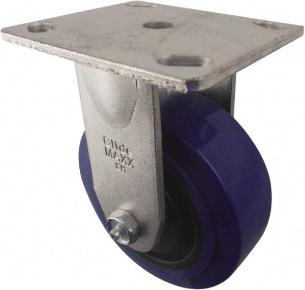 Value Collection - 5" Diam x 2" Wide x 6-1/2" OAH Top Plate Mount Rigid Caster - Polypropylene, 580 Lb Capacity, Roller Bearing, 4 x 4-1/2" Plate - USA Tool & Supply