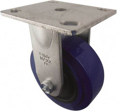 Value Collection - 5" Diam x 2" Wide x 6-1/2" OAH Top Plate Mount Rigid Caster - Polypropylene, 580 Lb Capacity, Roller Bearing, 4 x 4-1/2" Plate - USA Tool & Supply