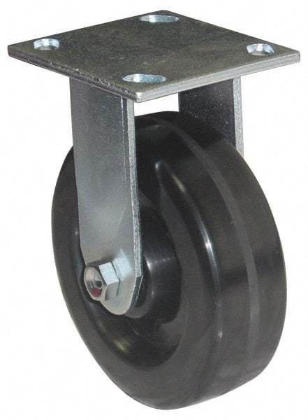 Value Collection - 6" Diam x 2" Wide x 7-1/2" OAH Top Plate Mount Rigid Caster - Phenolic, 1,200 Lb Capacity, Roller Bearing, 4 x 4-1/2" Plate - USA Tool & Supply