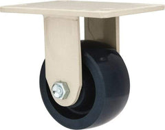 Value Collection - 4" Diam x 2" Wide x 5-5/8" OAH Top Plate Mount Rigid Caster - Polyurethane, 600 Lb Capacity, Roller Bearing, 4-1/2 x 6-1/4" Plate - USA Tool & Supply