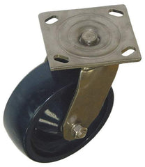 Value Collection - 4" Diam x 2" Wide x 5-5/8" OAH Top Plate Mount Swivel Caster - Polyurethane, 600 Lb Capacity, Roller Bearing, 4 x 4-1/2" Plate - USA Tool & Supply