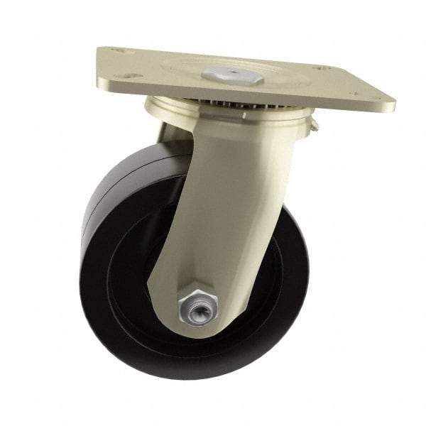 Value Collection - 4" Diam x 2" Wide x 5-5/8" OAH Top Plate Mount Swivel Caster - Polyurethane, 600 Lb Capacity, Delrin Bearing, 4 x 4-1/2" Plate - USA Tool & Supply