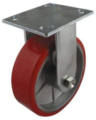 Value Collection - 4" Diam x 2" Wide x 5-5/8" OAH Top Plate Mount Rigid Caster - Polyurethane, 700 Lb Capacity, Roller Bearing, 4 x 4-1/2" Plate - USA Tool & Supply