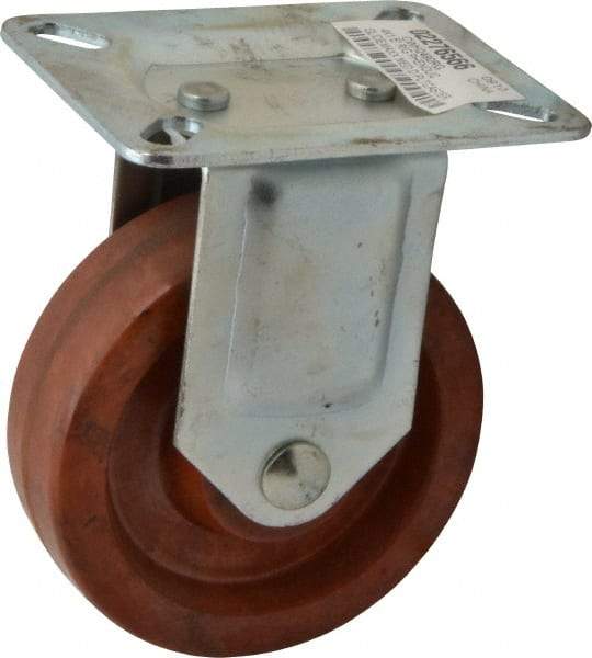 Value Collection - 4" Diam x 1-1/4" Wide x 5-1/8" OAH Top Plate Mount Rigid Caster - Phenolic, 375 Lb Capacity, Plain Bearing, 3-1/4 x 4" Plate - USA Tool & Supply