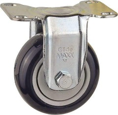 Value Collection - 3" Diam x 1-1/4" Wide x 3-3/4" OAH Top Plate Mount Rigid Caster - Polyurethane, 210 Lb Capacity, Ball Bearing, 3-5/8 x 2-7/8" Plate - USA Tool & Supply