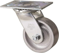 Value Collection - 4" Diam x 1-1/2" Wide x 5" OAH Top Plate Mount Swivel Caster - Semi-Steel, 400 Lb Capacity, Plain Bearing, 4 x 5" Plate - USA Tool & Supply