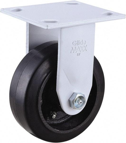 Value Collection - 5" Diam x 2" Wide x 6-1/2" OAH Top Plate Mount Rigid Caster - Hard Rubber, 350 Lb Capacity, Roller Bearing, 4 x 4-1/2" Plate - USA Tool & Supply