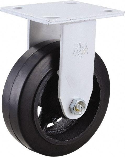 Value Collection - 6" Diam x 2" Wide x 7-1/2" OAH Top Plate Mount Rigid Caster - Hard Rubber, 410 Lb Capacity, Roller Bearing, 4 x 4-1/2" Plate - USA Tool & Supply