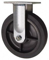 Value Collection - 8" Diam x 2" Wide x 9-1/2" OAH Top Plate Mount Rigid Caster - Soft Rubber, 675 Lb Capacity, Roller Bearing, 4 x 4-1/2" Plate - USA Tool & Supply