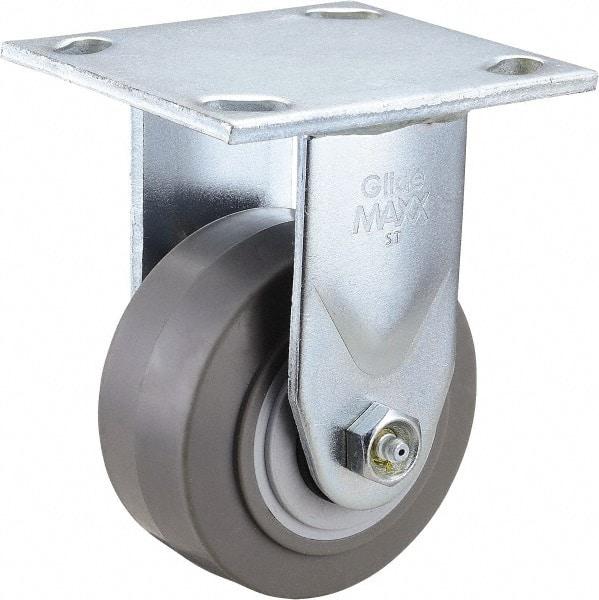 Value Collection - 4" Diam x 2" Wide x 5-5/8" OAH Top Plate Mount Rigid Caster - TPR, 300 Lb Capacity, Roller Bearing, 4 x 4-1/2" Plate - USA Tool & Supply
