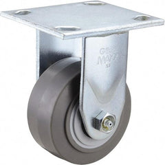 Value Collection - 4" Diam x 2" Wide x 5-5/8" OAH Top Plate Mount Rigid Caster - TPR, 300 Lb Capacity, Roller Bearing, 4 x 4-1/2" Plate - USA Tool & Supply