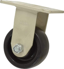 Value Collection - 4" Diam x 2" Wide x 5-5/8" OAH Top Plate Mount Rigid Caster - Polypropylene, 400 Lb Capacity, Roller Bearing, 4 x 4-1/2" Plate - USA Tool & Supply