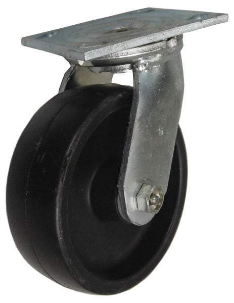 Value Collection - 4" Diam x 2" Wide x 5-5/8" OAH Top Plate Mount Swivel Caster - Polypropylene, 400 Lb Capacity, Roller Bearing, 4 x 4-1/2" Plate - USA Tool & Supply
