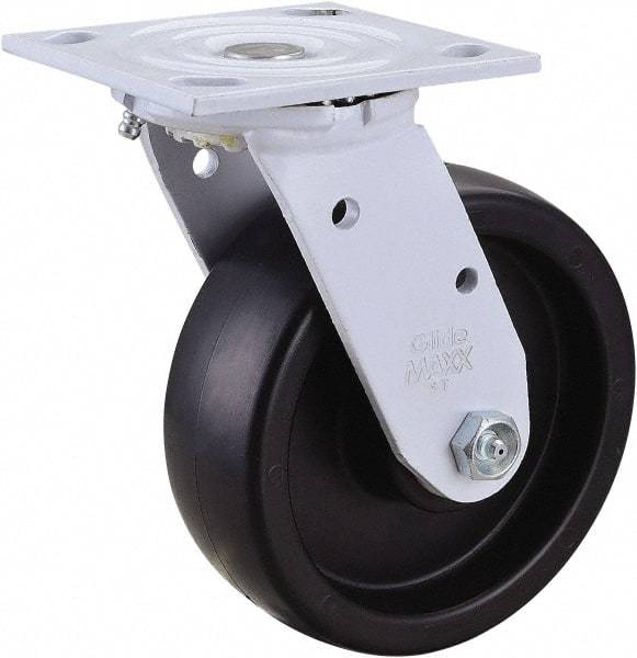 Value Collection - 6" Diam x 2" Wide, Polyolefin Swivel Caster - 650 Lb Capacity, Top Plate Mount, 4" x 4-1/2" Plate, Plain Bearing - USA Tool & Supply