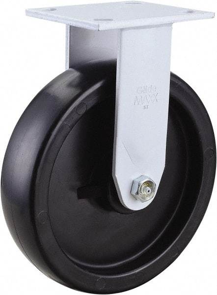 Value Collection - 8" Diam x 2" Wide x 9-1/2" OAH Top Plate Mount Rigid Caster - Polypropylene, 800 Lb Capacity, Roller Bearing, 4 x 4-1/2" Plate - USA Tool & Supply