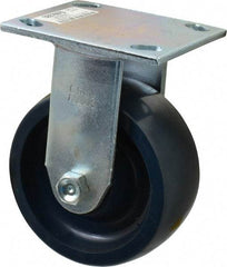 Value Collection - 5" Diam x 2" Wide x 6-1/2" OAH Top Plate Mount Rigid Caster - Polyurethane, 650 Lb Capacity, Roller Bearing, 4 x 4-1/2" Plate - USA Tool & Supply