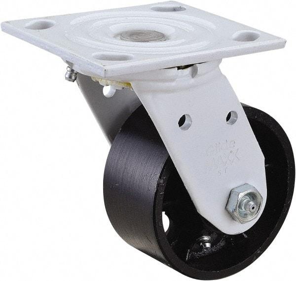 Value Collection - 4" Diam x 2" Wide x 5-5/8" OAH Top Plate Mount Swivel Caster - Semi-Steel, 1,000 Lb Capacity, Plain Bearing, 4 x 4-1/2" Plate - USA Tool & Supply