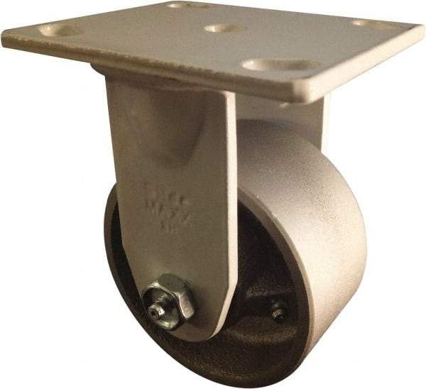 Value Collection - 4" Diam x 2" Wide x 5-5/8" OAH Top Plate Mount Rigid Caster - Semi-Steel, 1,000 Lb Capacity, Roller Bearing, 4 x 4-1/2" Plate - USA Tool & Supply