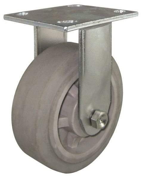 Value Collection - 4" Diam x 1-1/2" Wide x 5-5/8" OAH Top Plate Mount Rigid Caster - Rubber, 250 Lb Capacity, Roller Bearing, 4 x 4-1/2" Plate - USA Tool & Supply