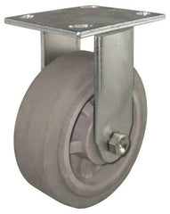 Value Collection - 4" Diam x 1-1/2" Wide x 5-5/8" OAH Top Plate Mount Rigid Caster - Rubber, 250 Lb Capacity, Roller Bearing, 4 x 4-1/2" Plate - USA Tool & Supply