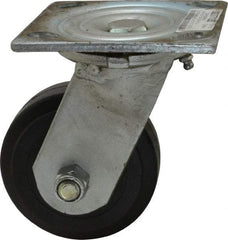 Value Collection - 4" Diam x 1-1/2" Wide x 5-5/8" OAH Top Plate Mount Swivel Caster - Rubber, 250 Lb Capacity, Roller Bearing, 4 x 4-1/2" Plate - USA Tool & Supply