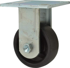 Value Collection - 4" Diam x 1-1/2" Wide x 5-5/8" OAH Top Plate Mount Rigid Caster - Polypropylene, 400 Lb Capacity, Roller Bearing, 4 x 4-1/2" Plate - USA Tool & Supply