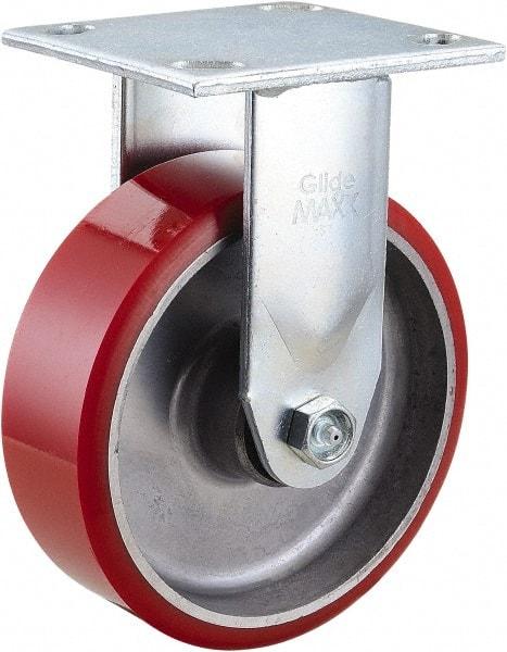 Value Collection - 6" Diam x 2" Wide x 7-1/2" OAH Top Plate Mount Rigid Caster - Polyurethane, 990 Lb Capacity, Roller Bearing, 4 x 4-1/2" Plate - USA Tool & Supply