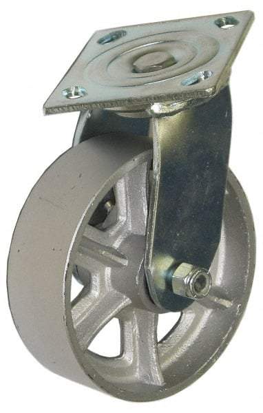 Value Collection - 4" Diam x 2" Wide x 5-5/8" OAH Top Plate Mount Swivel Caster - Semi-Steel, 1,000 Lb Capacity, Roller Bearing, 4-1/2 x 6-1/4" Plate - USA Tool & Supply