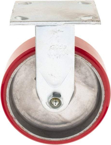 Value Collection - 6" Diam x 2" Wide x 7-1/2" OAH Top Plate Mount Rigid Caster - Polyurethane, 1,100 Lb Capacity, Roller Bearing, 4 x 4-1/2" Plate - USA Tool & Supply