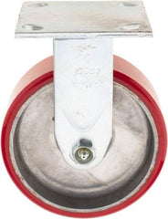 Value Collection - 6" Diam x 2" Wide x 7-1/2" OAH Top Plate Mount Rigid Caster - Polyurethane, 1,100 Lb Capacity, Roller Bearing, 4 x 4-1/2" Plate - USA Tool & Supply