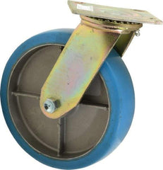 Value Collection - 8" Diam x 2" Wide x 9-1/2" OAH Top Plate Mount Swivel Caster - Polyurethane, 1,100 Lb Capacity, Roller Bearing, 4 x 4-1/2" Plate - USA Tool & Supply