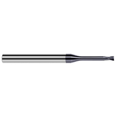 Corner Radius End Mill: 3/32″ Dia, 0.074″ LOC, 1/64″ Radius, 4 Flutes, Solid Carbide 2-1/2″ OAL, 1/4″ Shank Dia, 20 ° Helix, AlTiN Nano Coated, Corner Radius End, Centercutting