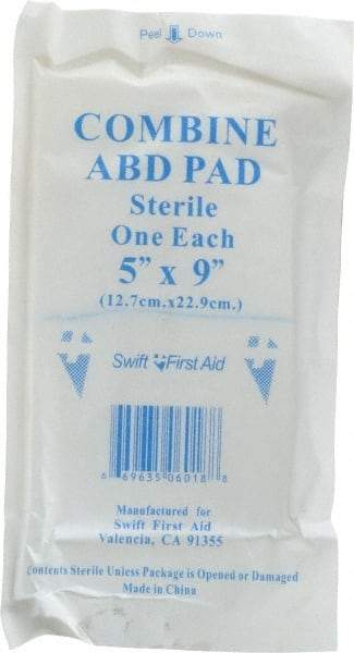 North - 9" Long x 5" Wide, General Purpose Pad - White, Sterile, Gauze Bandage - USA Tool & Supply