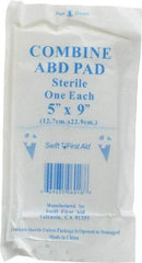 North - 9" Long x 5" Wide, General Purpose Pad - White, Sterile, Gauze Bandage - USA Tool & Supply