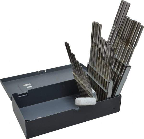 Made in USA - 1/16" to 1/2", Chucking Reamer Set - Straight Flute, Right Hand Cut, 29 Pieces - USA Tool & Supply