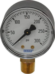 Wika - 2" Dial, 1/4 Thread, 0-300 Scale Range, Pressure Gauge - Lower Connection Mount, Accurate to 3-2-3% of Scale - USA Tool & Supply